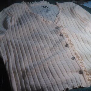 Junior's SO Button Down Yellow Blouse (Size 2X)